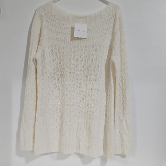 Women's Croft & Barrow Cream Textured Knit Sweater - Picture 1 of 9